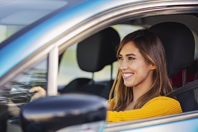 woman driving a car